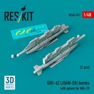 1/48 GBU-62 JDAM-ER 爆弾 w/MiG-29用パイロン (2個入) ディティールアップパーツ [RSK48-0491]