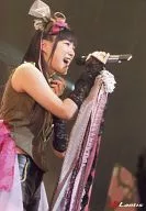 新谷良子/ライブフォト・膝上・衣装グレー・右手マイク・目線右・ロゴ「Lantis」/公式生写真