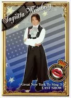 皆川純子(サジータ・ワインバーグ)/全身・衣装黒・腕組み・キャラクターショット・2Lサイズ/「サクラ大戦・紐育レビュウショウ ～歌う♪大紐育3♪～ラストショウ」グッズブロマイド